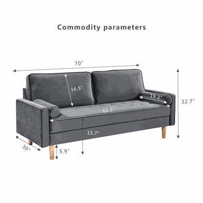 Divano a due posti in tessuto Oaks Aura Velvet Furniture, divano semplice per piccole case multicolore, divano in tessuto retrò americano a file dritte