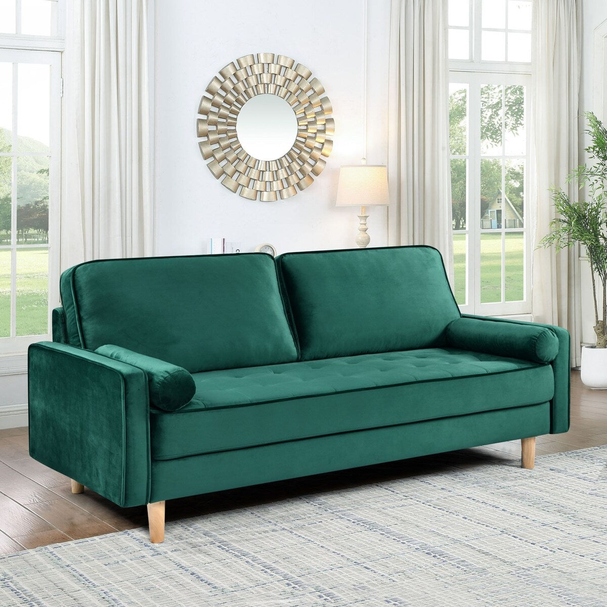 Divano a due posti in tessuto Oaks Aura Velvet Furniture, divano semplice per piccole case multicolore, divano in tessuto retrò americano a file dritte