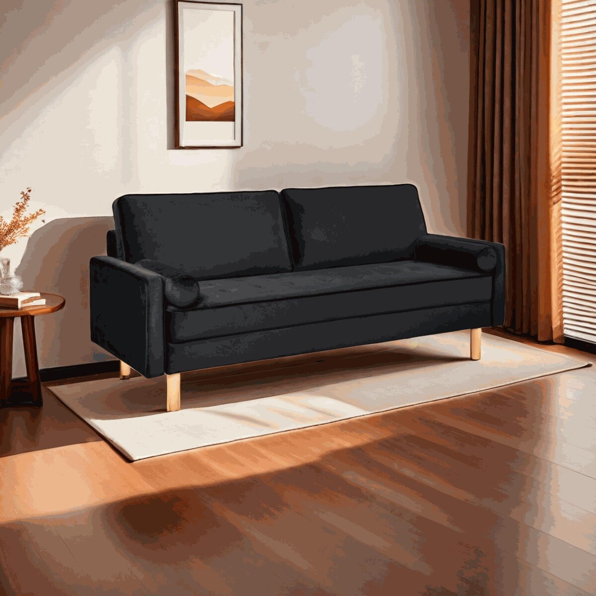 Divano a due posti in tessuto Oaks Aura Velvet Furniture, divano semplice per piccole case multicolore, divano in tessuto retrò americano a file dritte