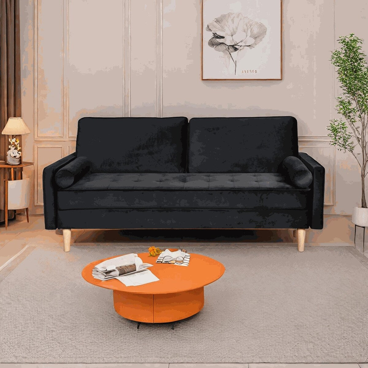 Divano a due posti in tessuto Oaks Aura Velvet Furniture, divano semplice per piccole case multicolore, divano in tessuto retrò americano a file dritte