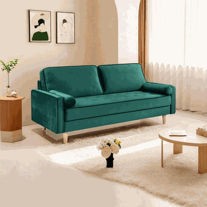 Divano a due posti in tessuto Oaks Aura Velvet Furniture, divano semplice per piccole case multicolore, divano in tessuto retrò americano a file dritte