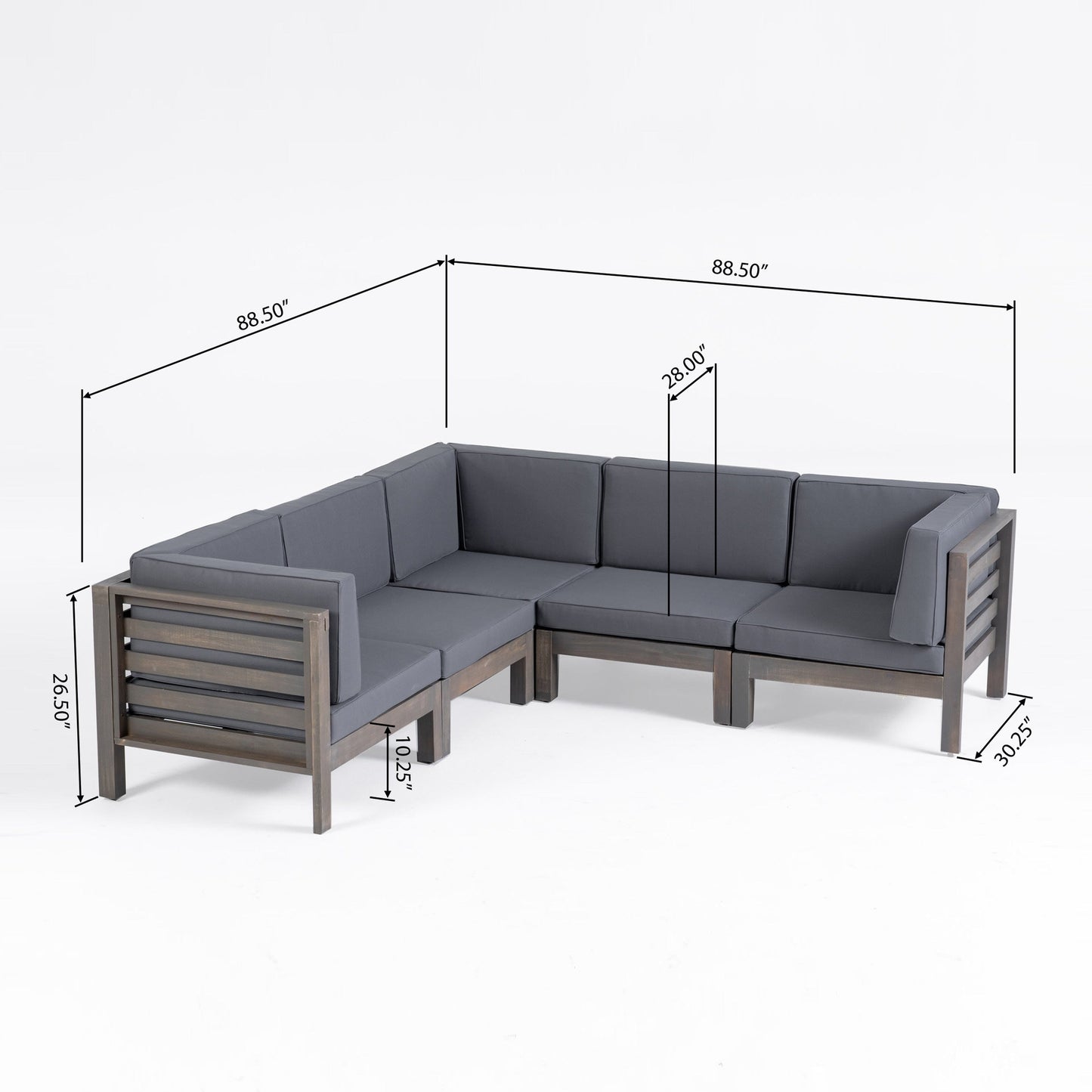 Set da esterno componibile Oana da 5 posti in acacia di Christopher Knight Home