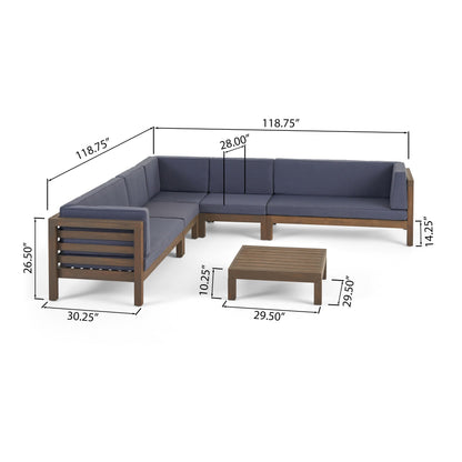 Set di divani componibili da esterno Oana in legno di acacia da 7 posti di Christopher Knight Home