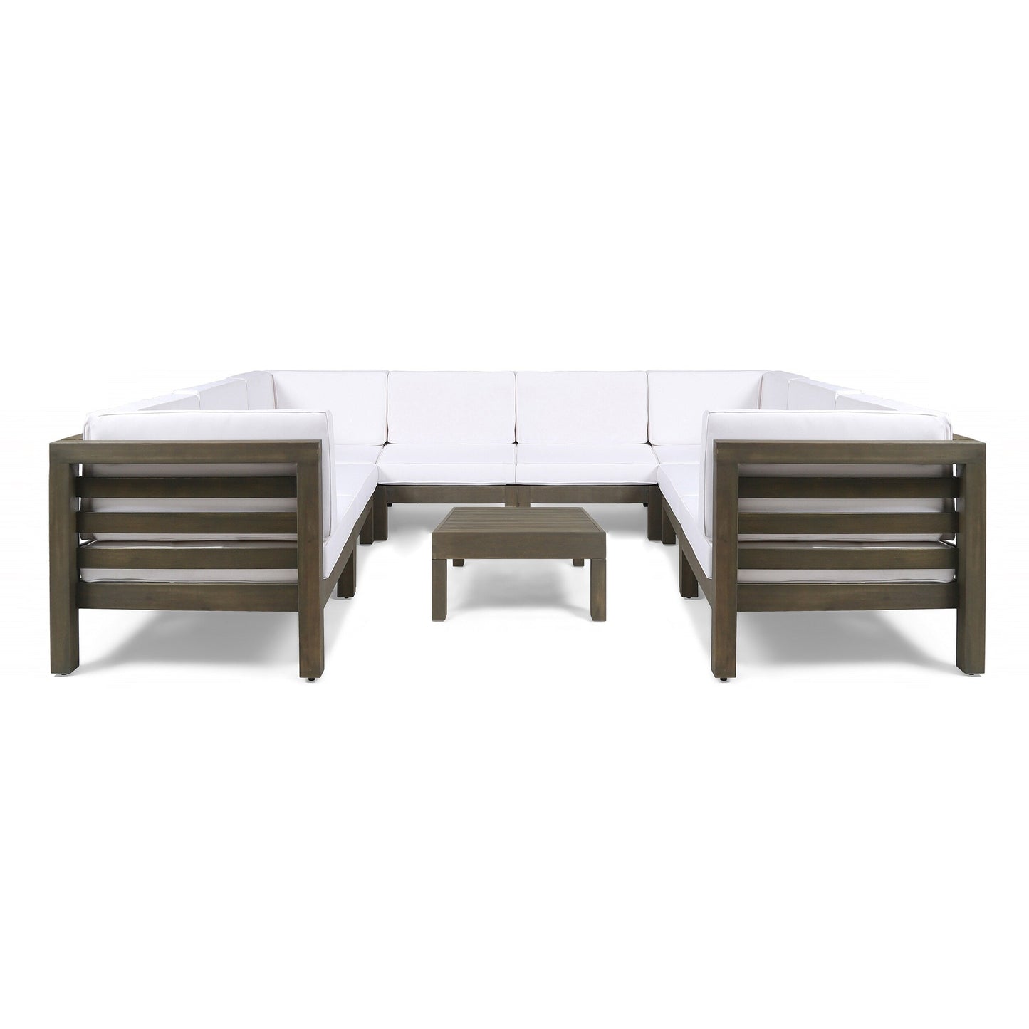 Set di 9 divani componibili a forma di U in legno di acacia Oana Outdoor di Christopher Knight Home