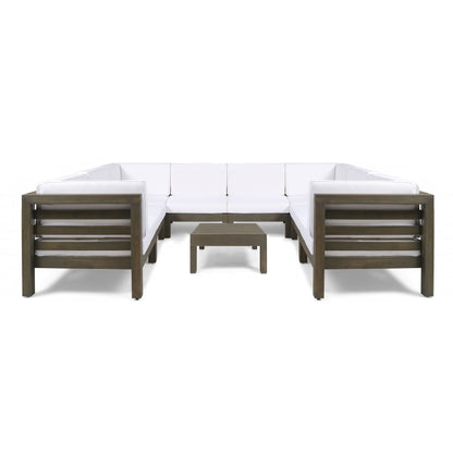 Set di 9 divani componibili a forma di U in legno di acacia Oana Outdoor di Christopher Knight Home