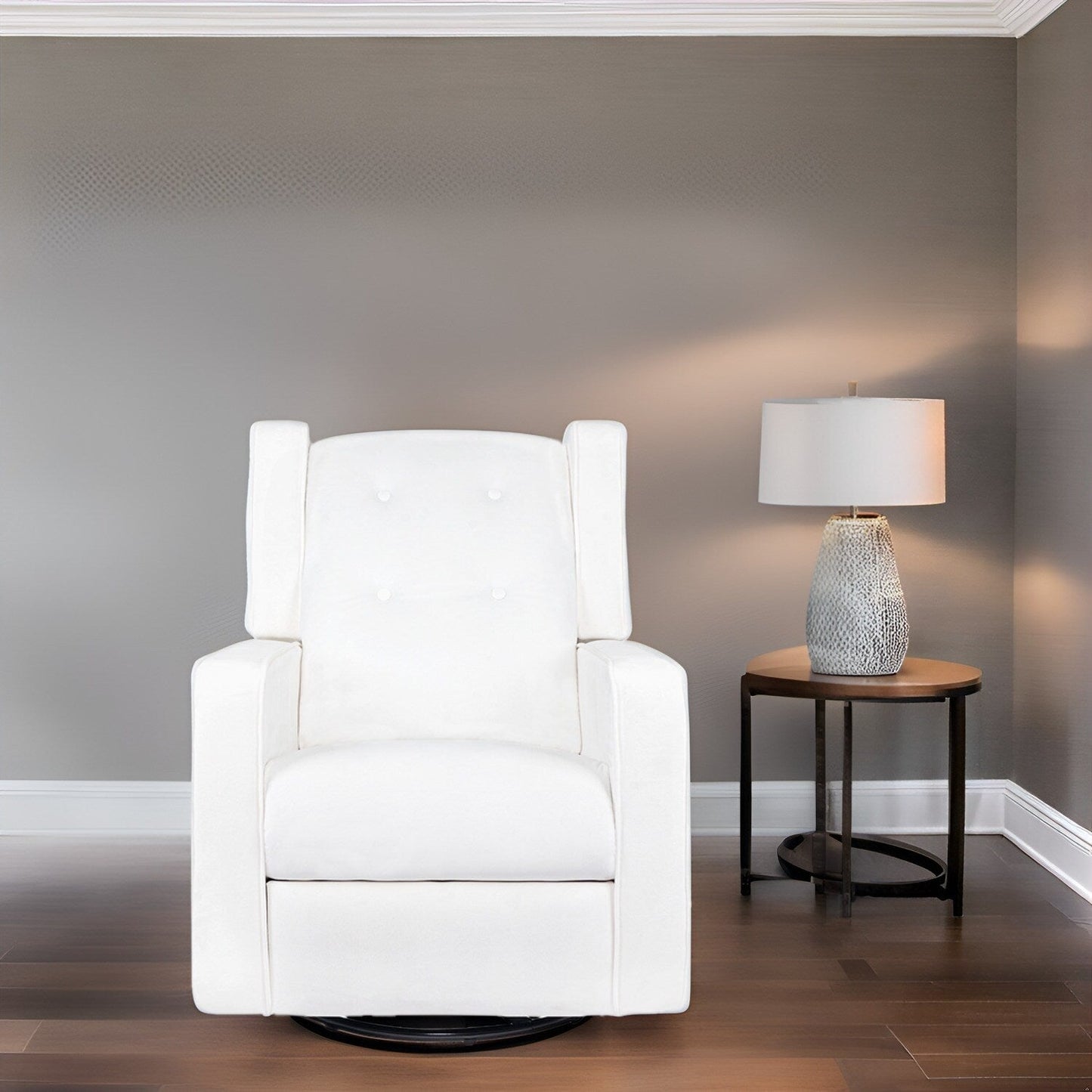 Poltrona reclinabile girevole in microfibra Octavia in legno massello, per soggiorno e camera da letto