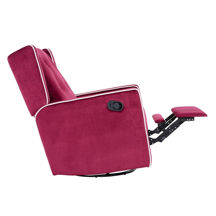 Poltrona reclinabile girevole in microfibra Octavia in legno massello, per soggiorno e camera da letto