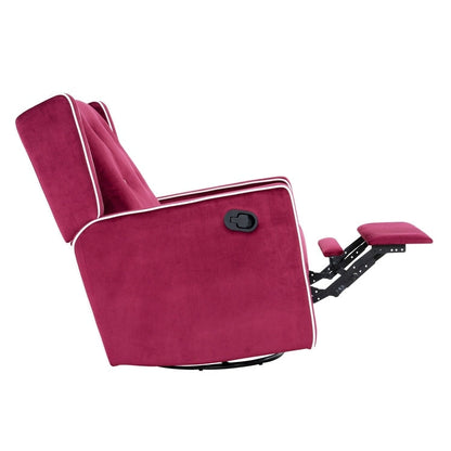 Poltrona reclinabile girevole in microfibra Octavia in legno massello, per soggiorno e camera da letto