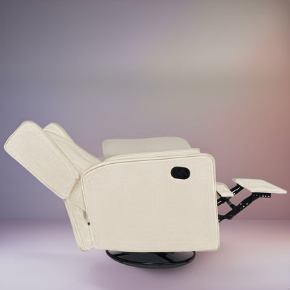 Poltrona reclinabile girevole in microfibra Octavia in legno massello, per soggiorno e camera da letto