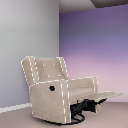 Poltrona reclinabile girevole in microfibra Octavia in legno massello, per soggiorno e camera da letto