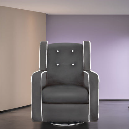 Poltrona reclinabile girevole in microfibra Octavia in legno massello, per soggiorno e camera da letto