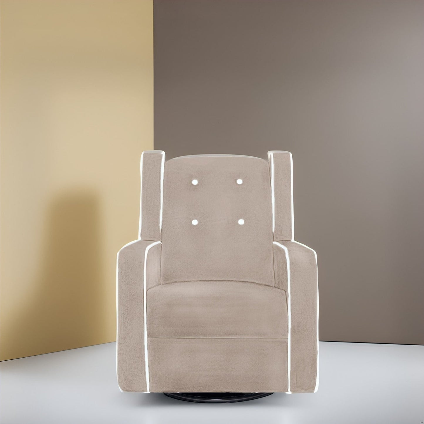 Poltrona reclinabile girevole in microfibra Octavia in legno massello, per soggiorno e camera da letto