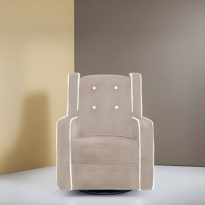 Poltrona reclinabile girevole in microfibra Octavia in legno massello, per soggiorno e camera da letto