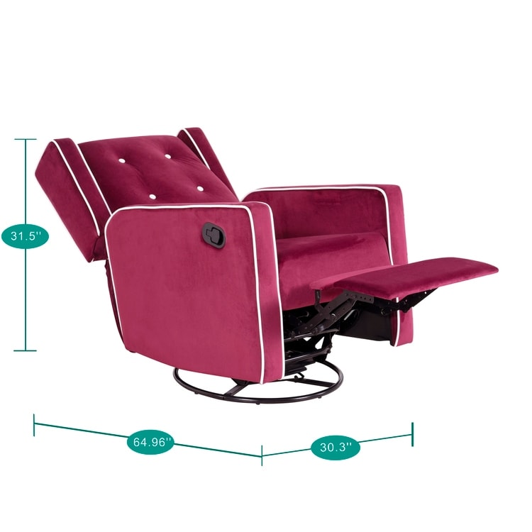 Poltrona reclinabile girevole in microfibra Octavia in legno massello, per soggiorno e camera da letto