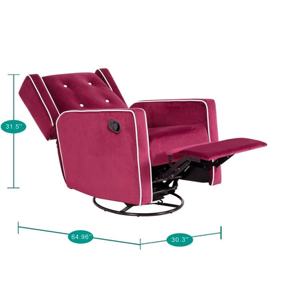 Poltrona reclinabile girevole in microfibra Octavia in legno massello, per soggiorno e camera da letto