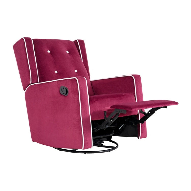 Poltrona reclinabile girevole in microfibra Octavia in legno massello, per soggiorno e camera da letto