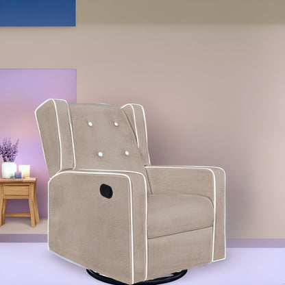 Poltrona reclinabile girevole in microfibra Octavia in legno massello, per soggiorno e camera da letto