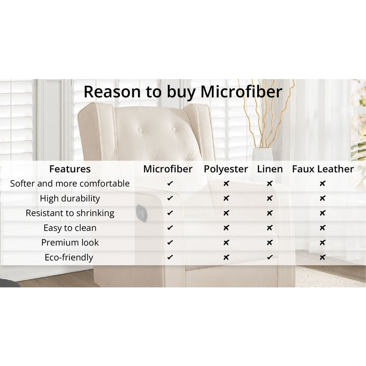 Poltrona reclinabile girevole in microfibra Octavia in legno massello, per soggiorno e camera da letto