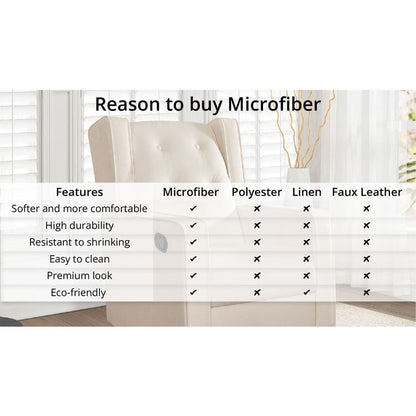 Poltrona reclinabile girevole in microfibra Octavia in legno massello, per soggiorno e camera da letto