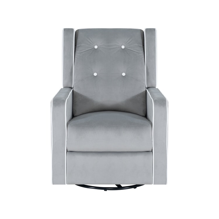 Poltrona reclinabile girevole in microfibra Octavia in legno massello, per soggiorno e camera da letto