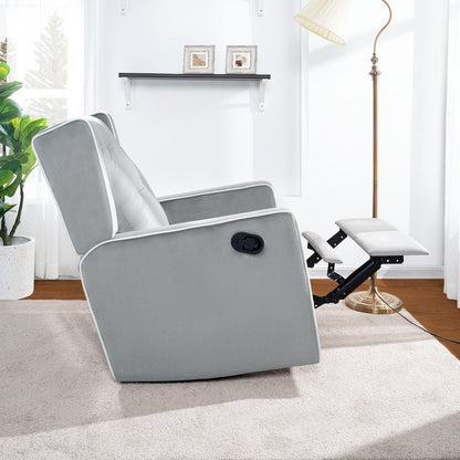 Poltrona reclinabile girevole in microfibra Octavia in legno massello, per soggiorno e camera da letto