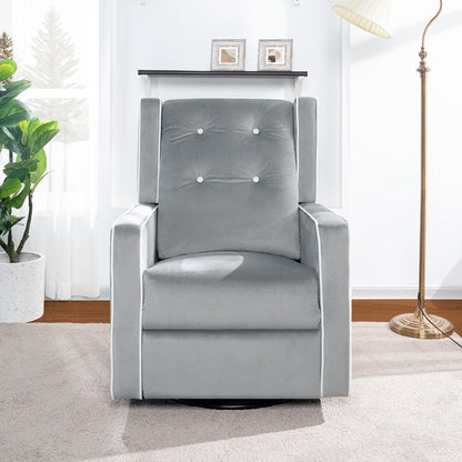 Poltrona reclinabile girevole in microfibra Octavia in legno massello, per soggiorno e camera da letto