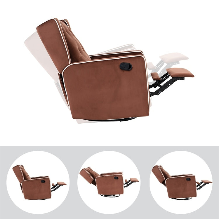 Poltrona reclinabile girevole in microfibra Octavia in legno massello, per soggiorno e camera da letto