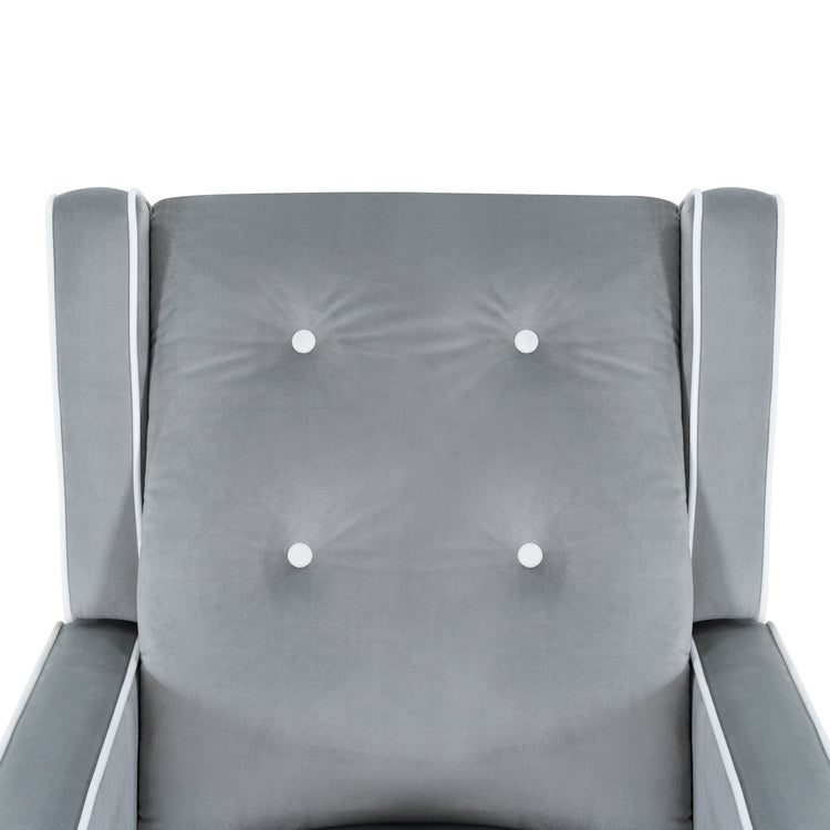 Poltrona reclinabile girevole in microfibra Octavia in legno massello, per soggiorno e camera da letto