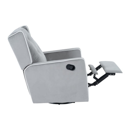 Poltrona reclinabile girevole in microfibra Octavia in legno massello, per soggiorno e camera da letto