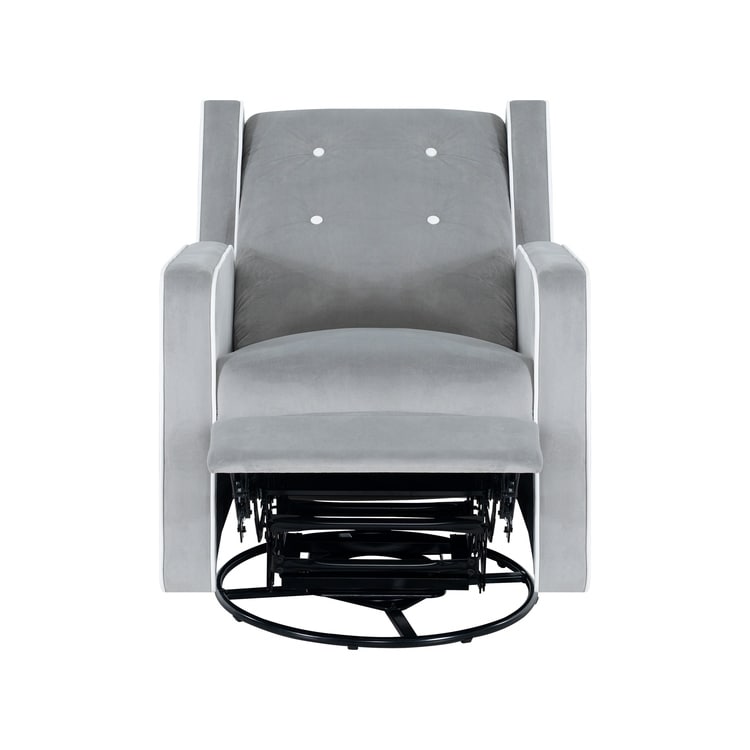 Poltrona reclinabile girevole in microfibra Octavia in legno massello, per soggiorno e camera da letto