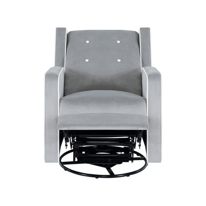 Poltrona reclinabile girevole in microfibra Octavia in legno massello, per soggiorno e camera da letto