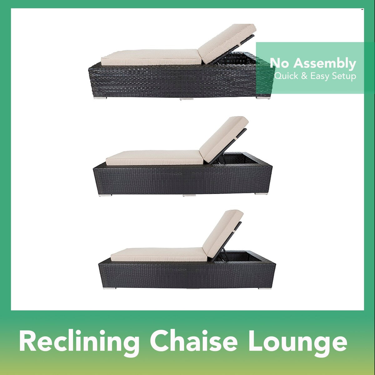 Set da pranzo, divano e chaise longue Ohana Outdoor Patio da 20 pezzi in vimini nero