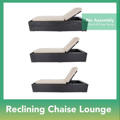 Set da pranzo, divano e chaise longue Ohana Outdoor Patio da 20 pezzi in vimini nero