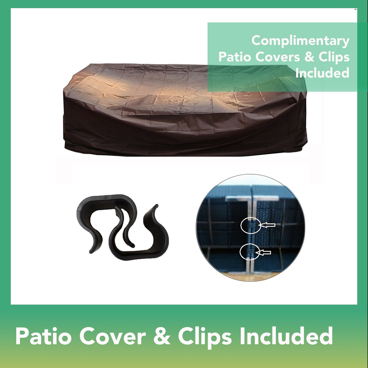 Divano componibile Ohana Outdoor Patio da 8 pezzi in vimini marrone misto con cuscini - Nessun montaggio