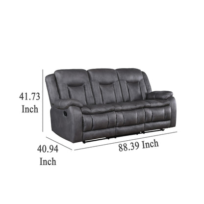 Divano reclinabile manuale Olaf Dual, in similpelle grigio scuro, 88 pollici