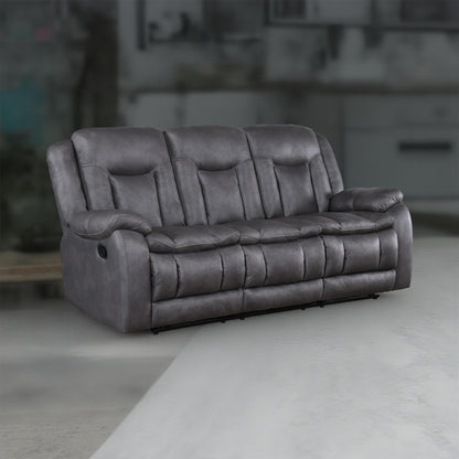 Divano reclinabile manuale Olaf Dual, in similpelle grigio scuro, 88 pollici