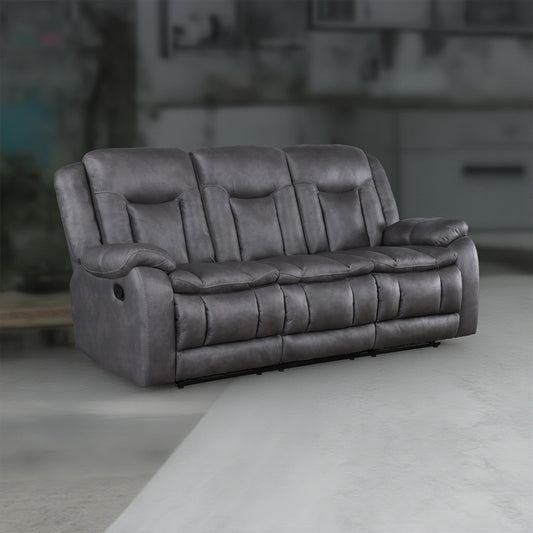 Divano reclinabile manuale Olaf Dual, in similpelle grigio scuro, 88 pollici