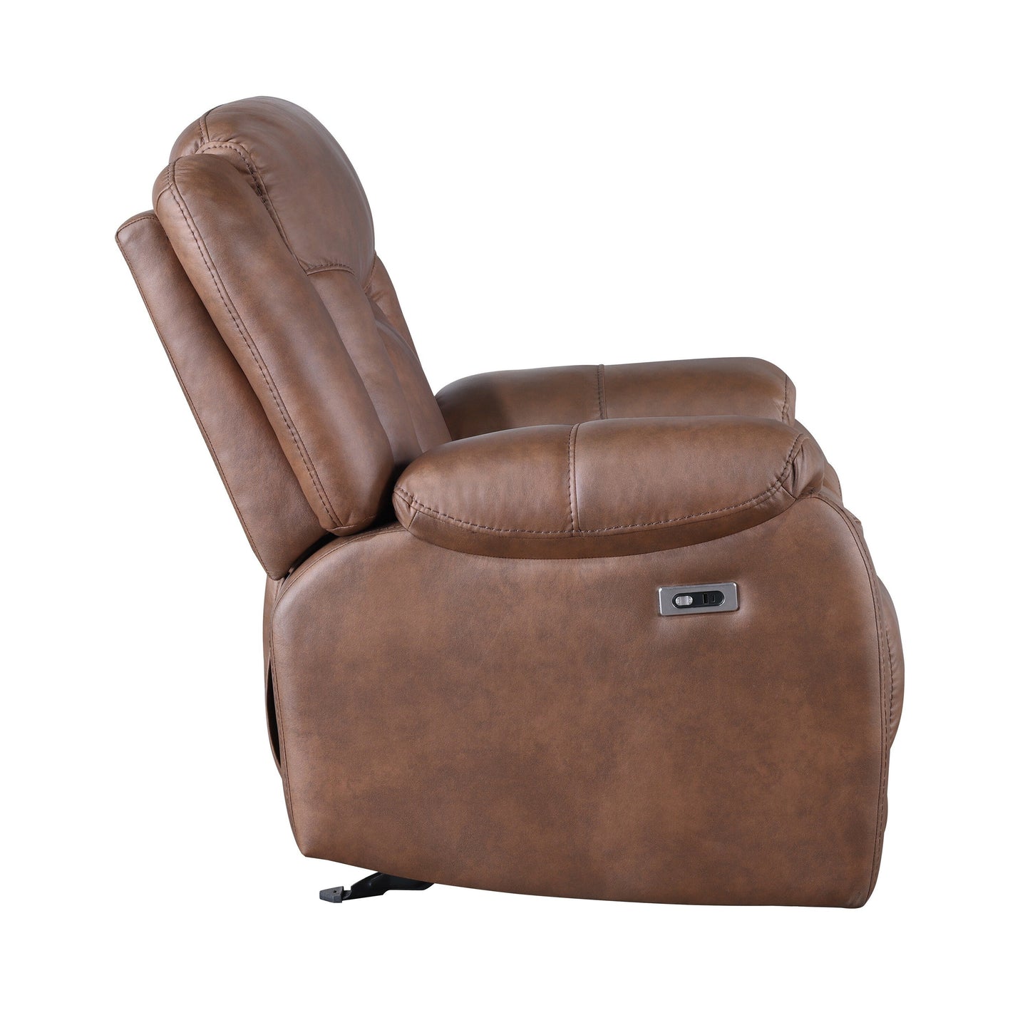 Poltrona reclinabile elettrica Olaf, poggiapiedi chaise longue, similpelle marrone sella