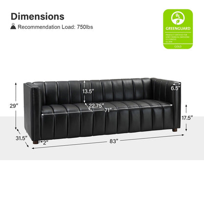 Divano moderno Olinto da 83 pollici in vera pelle con schienale curvo e canale di HULALA HOME