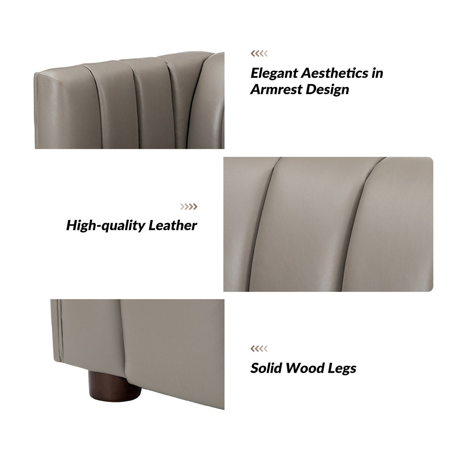 Divano moderno Olinto da 83 pollici in vera pelle con schienale curvo e canale di HULALA HOME