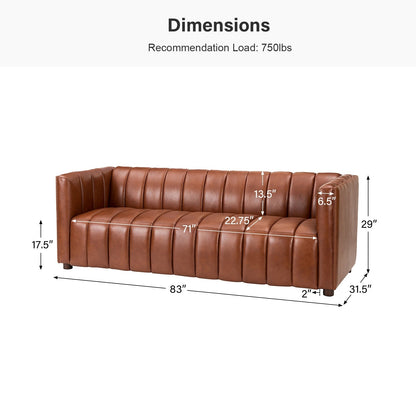 Divano moderno Olinto da 83 pollici in vera pelle con schienale curvo e canale di HULALA HOME