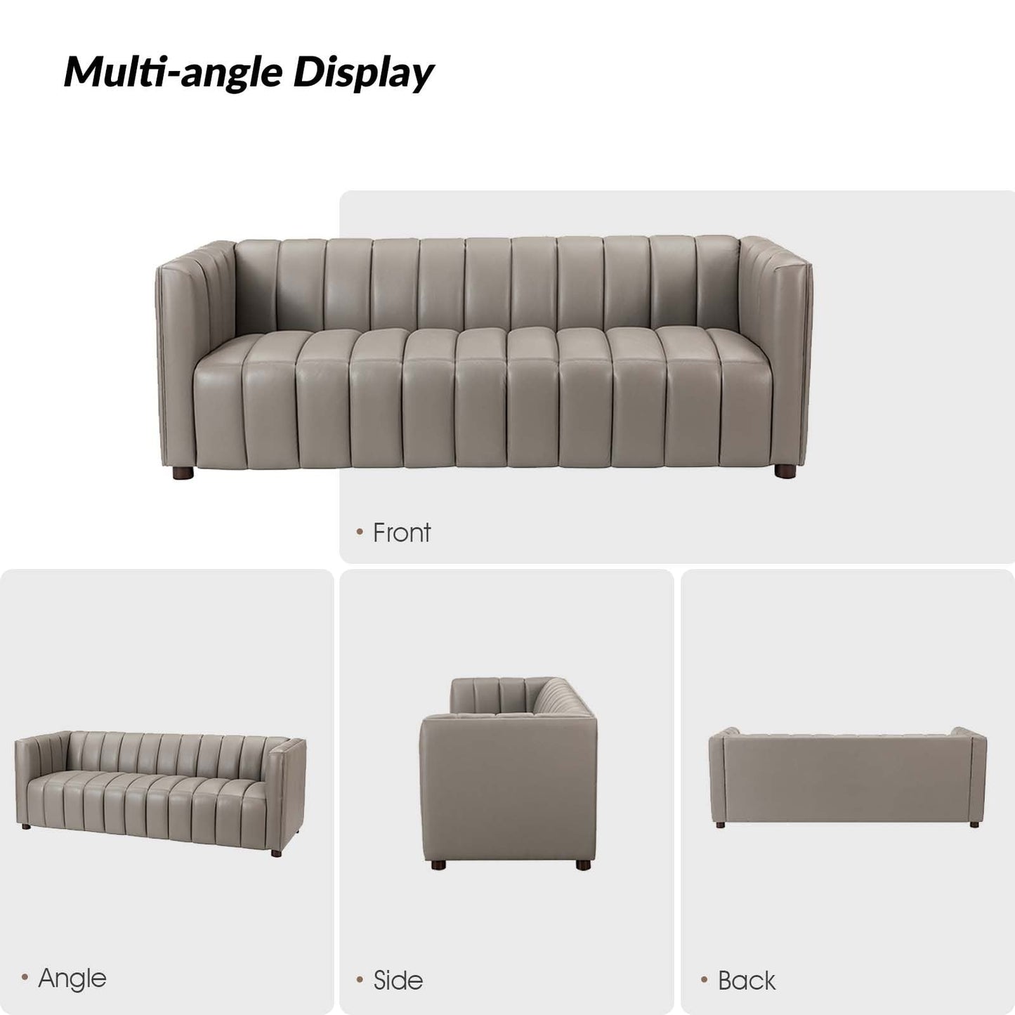 Divano moderno Olinto da 83 pollici in vera pelle con schienale curvo e canale di HULALA HOME