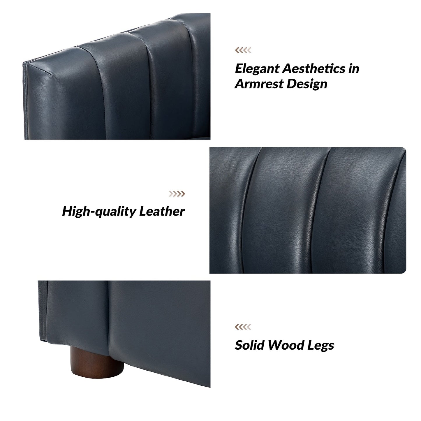 Divano moderno Olinto da 83 pollici in vera pelle con schienale curvo e canale di HULALA HOME