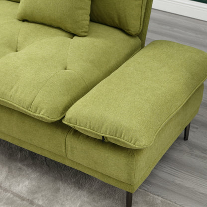 Divano a due posti Olive Modern 102.36 in lino con braccioli regolabili e cuscini trapuntati per soggiorno