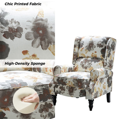 Poltrona reclinabile manuale classica imbottita Olympus con schienale alto e gambe in legno massello, set da 2 di HULALA HOME