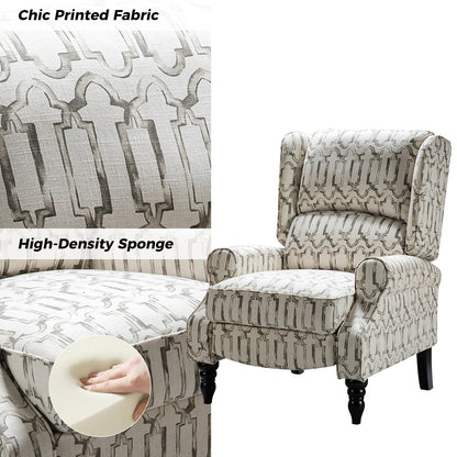 Poltrona reclinabile manuale classica imbottita Olympus con schienale alto e gambe in legno massello, set da 2 di HULALA HOME