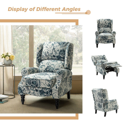 Poltrona reclinabile manuale classica imbottita Olympus con schienale alto e gambe in legno massello, set da 2 di HULALA HOME