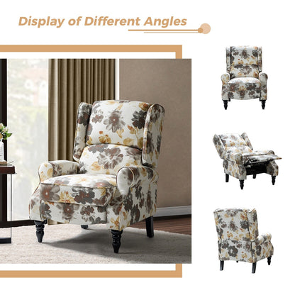 Poltrona reclinabile manuale classica imbottita Olympus con schienale alto e gambe in legno massello, set da 2 di HULALA HOME