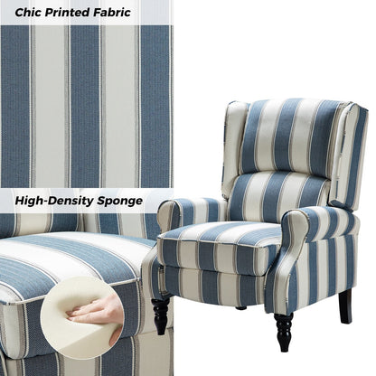 Poltrona reclinabile manuale classica imbottita Olympus con schienale alto e gambe in legno massello, set da 2 di HULALA HOME