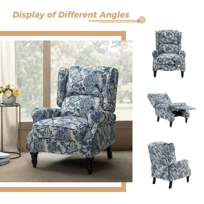 Poltrona reclinabile manuale classica imbottita Olympus con gambe in legno massello di HULALA HOME